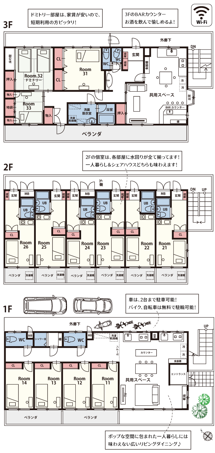 AZ Bay House　シェアハウス　間取り