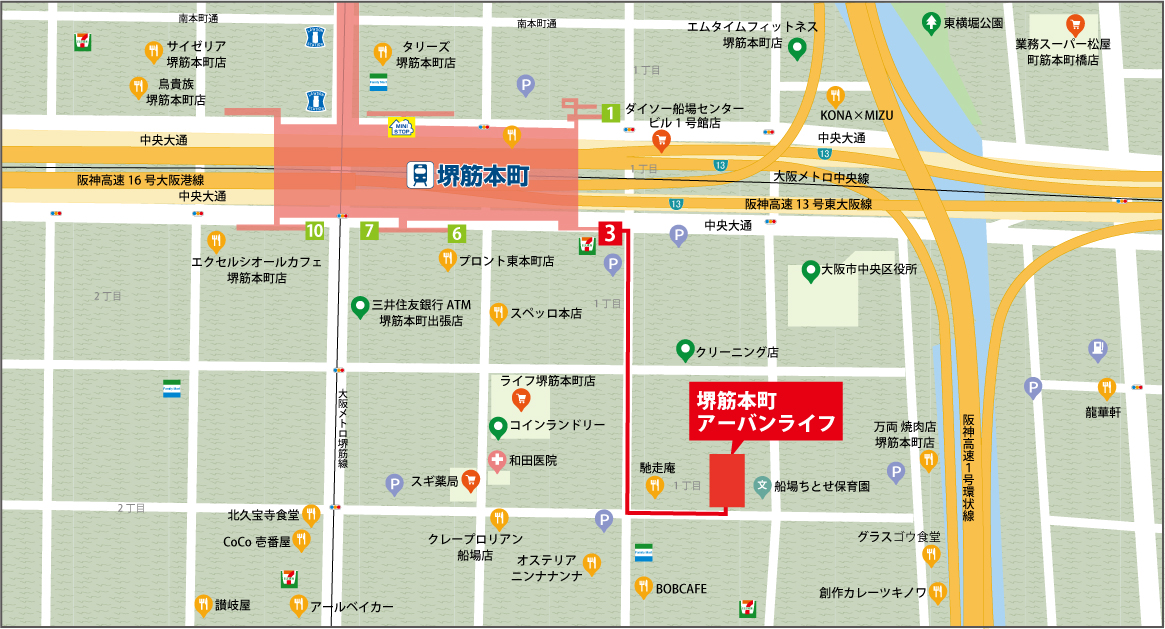 堺筋本町アーバンライフ地図