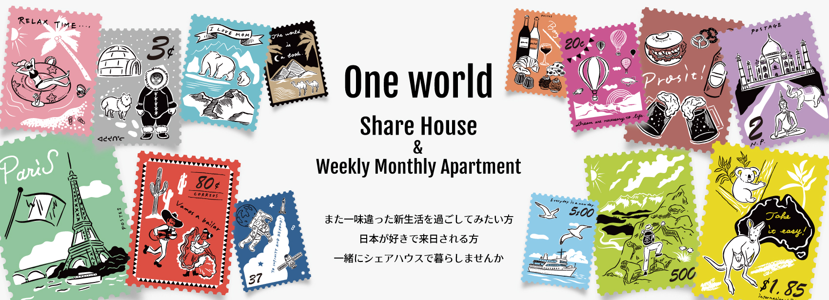 One World,Share House,Weekly Monthly Apartment